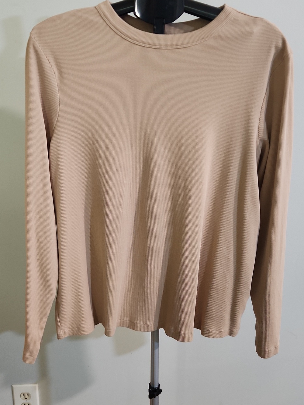 Pact Women's Ribbed Long Sleeve Top in Beige. Size XXL.